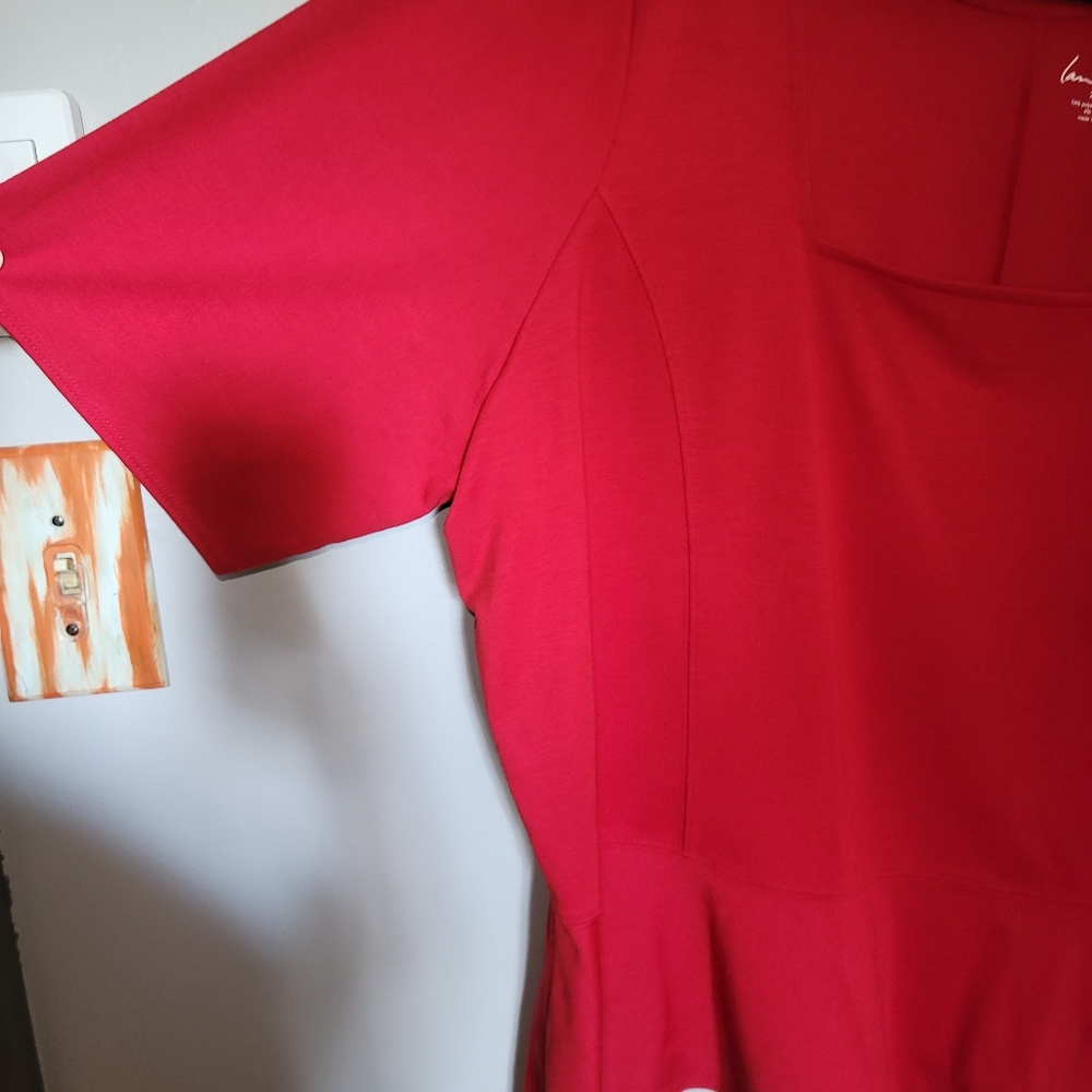 Red peplum top - Picture 2 of 5